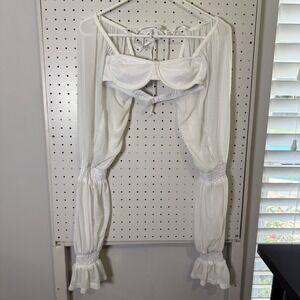 Princess Polly Long Sleeve Crop Top Women's‎ 4 White Underwire Bra Pirate Wench